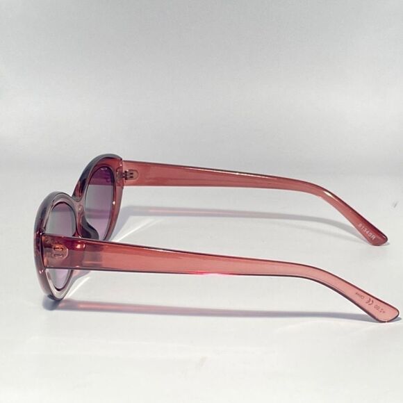 0834 Reading Sunglasses 2.00 Clear Cranberry Sweetheart Frames Purple Lenses NWT - Picture 3 of 8